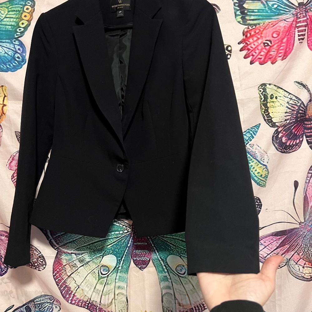 Black Petite One Button Blazer - image 5